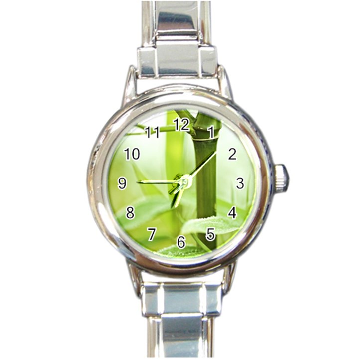 Bamboo Round Italian Charm Watch