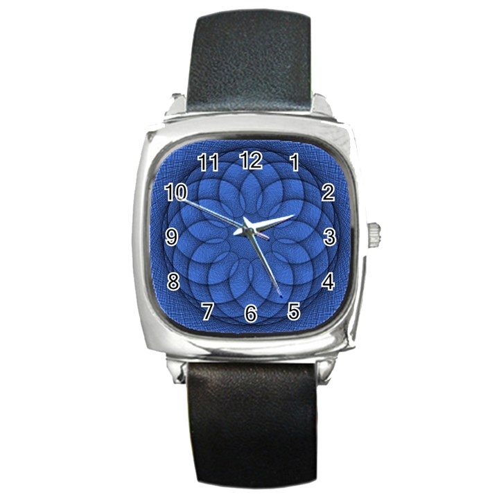 Spirograph Square Leather Watch