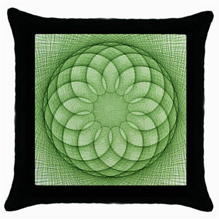 Spirograph Black Throw Pillow Case