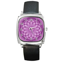 Spirograph Square Leather Watch