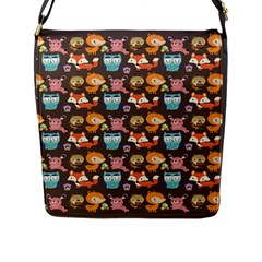 Woodland Animals Flap Closure Messenger Bag (large) by Mjdaluz