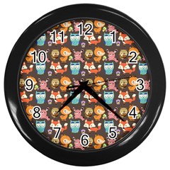 Woodland Animals Wall Clock (black) by Mjdaluz