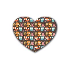 Woodland Animals Drink Coasters 4 Pack (heart)  by Mjdaluz