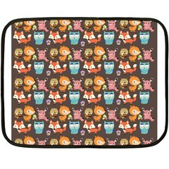 Woodland Animals Mini Fleece Blanket (two Sided) by Mjdaluz