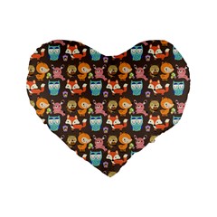 Woodland Animals 16  Premium Heart Shape Cushion  by Mjdaluz