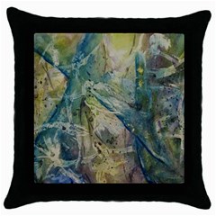 Water Lily Black Throw Pillow Case by brewerstudios