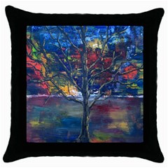 Stainglass Cliffs Black Throw Pillow Case by brewerstudios