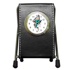 Muscle Cat Stationery Holder Clock by Randyotter