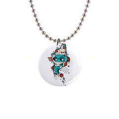 Muscle Cat Button Necklace by Randyotter