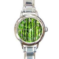 Bamboo Round Italian Charm Watch by Siebenhuehner