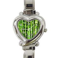 Bamboo Heart Italian Charm Watch  by Siebenhuehner