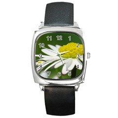 Daisy With Drops Square Leather Watch by Siebenhuehner