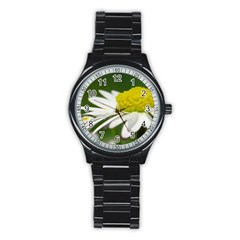 Daisy With Drops Sport Metal Watch (black) by Siebenhuehner