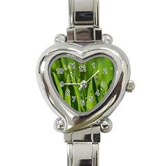 Grass Drops Heart Italian Charm Watch  by Siebenhuehner