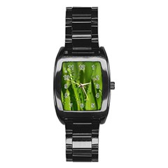 Grass Drops Stainless Steel Barrel Watch by Siebenhuehner