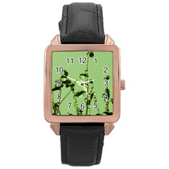 Mint Drops  Rose Gold Leather Watch  by Siebenhuehner