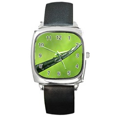 Green Drops Square Leather Watch by Siebenhuehner