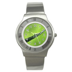 Green Drops Stainless Steel Watch (slim) by Siebenhuehner