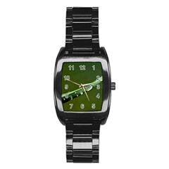 Grass Drops Stainless Steel Barrel Watch by Siebenhuehner