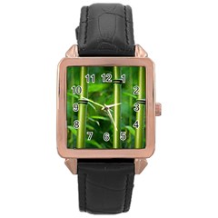 Bamboo Rose Gold Leather Watch  by Siebenhuehner