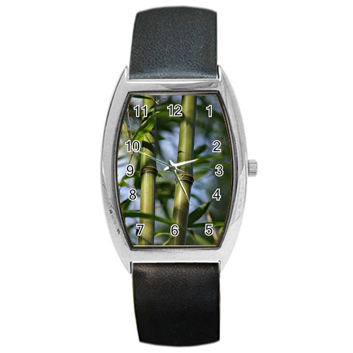 Bamboo Tonneau Leather Watch