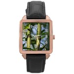 Bamboo Rose Gold Leather Watch  Front