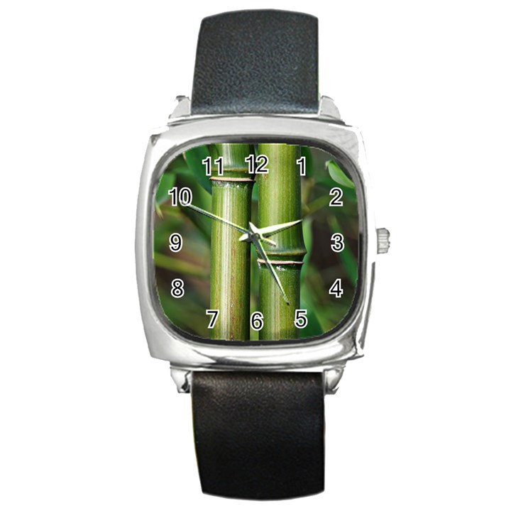 Bamboo Square Leather Watch