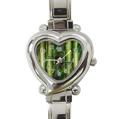 Bamboo Heart Italian Charm Watch  by Siebenhuehner