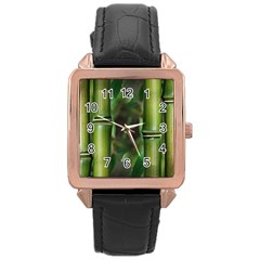 Bamboo Rose Gold Leather Watch  by Siebenhuehner