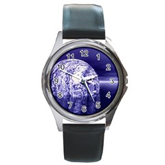 Ball Round Leather Watch (silver Rim)