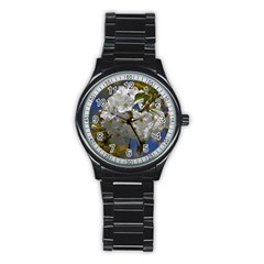 Cherry Blossom Sport Metal Watch (black) by Siebenhuehner