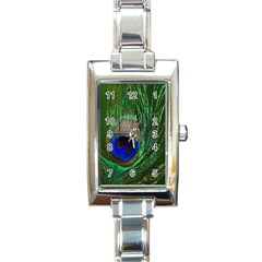 Peacock Rectangular Italian Charm Watch by Siebenhuehner