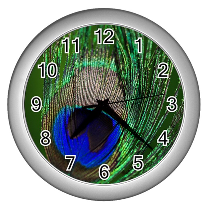 Peacock Wall Clock (Silver)