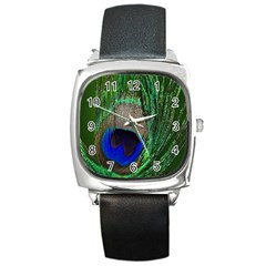 Peacock Square Leather Watch by Siebenhuehner