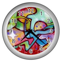 Graffity Wall Clock (silver) by Siebenhuehner