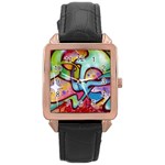 Graffity Rose Gold Leather Watch  Front