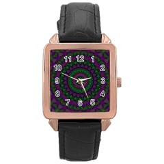 Mandala Rose Gold Leather Watch  by Siebenhuehner