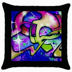 Graffity Black Throw Pillow Case