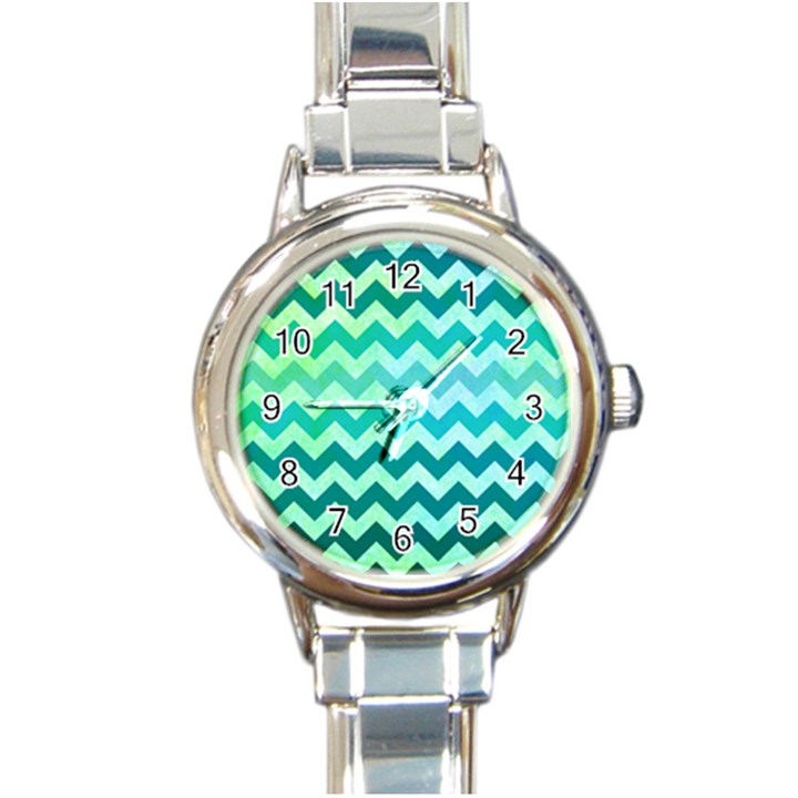 Chevron Round Italian Charm Watch