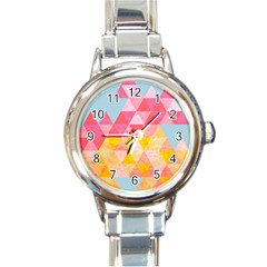 Pastel Triangles Round Italian Charm Watch