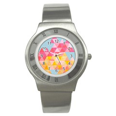 Pastel Triangles Stainless Steel Watch (slim)