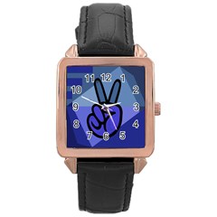 Peace Rose Gold Leather Watch 