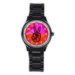 Love Peace Sport Metal Watch (Black) Front