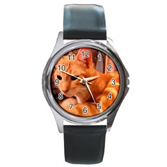 Liam The Beaut Round Leather Watch (silver Rim) by kkss88