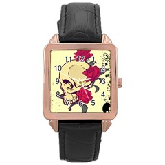 Skeleton Rose Gold Leather Watch  by Contest1704393