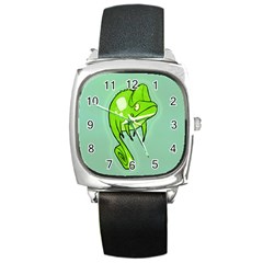 Lucky Lizard Square Leather Watch by Contest1780262