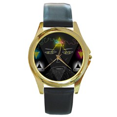 Wizard Round Leather Watch (gold Rim)  by Contest1775858