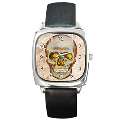 Warm Skull Square Leather Watch