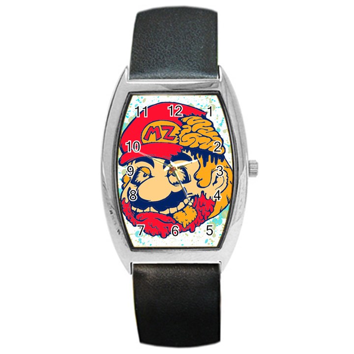 mario zombie Tonneau Leather Watch