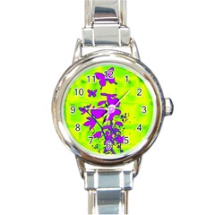 Butterfly Green Round Italian Charm Watch